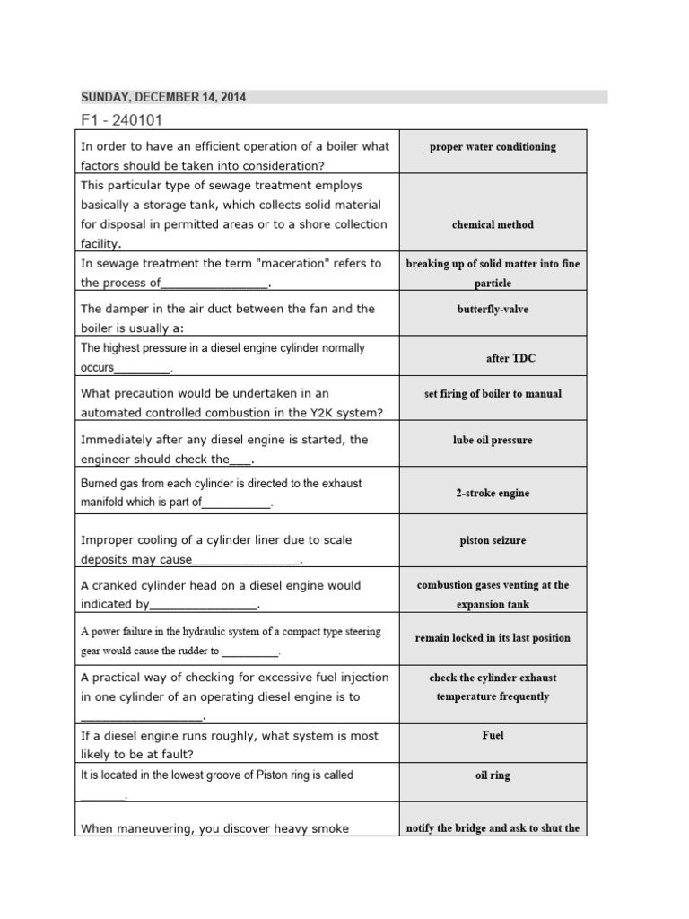 Boiler and Diesel Engine Operations Guide | PDF | Internal Combustion ...