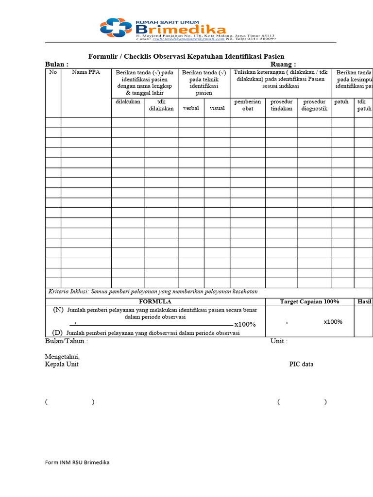 Form Inm Kepatuhan Identifikasi | PDF
