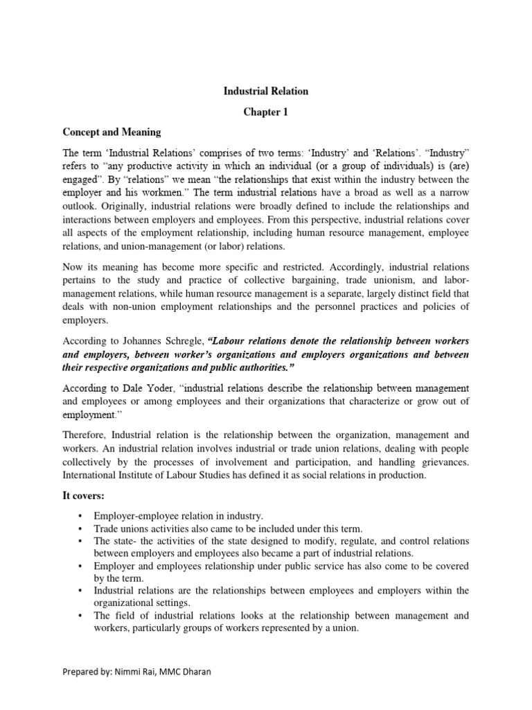 Industrial Relation Pdf Trade Union Employment