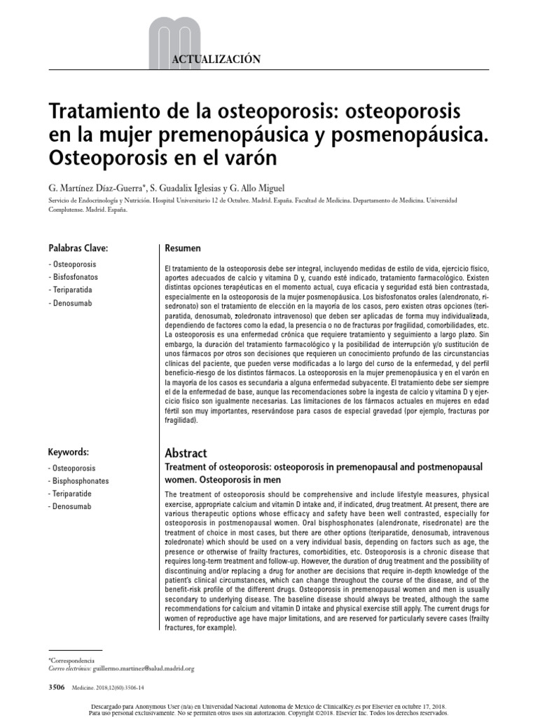 Tratamiento de la osteoporosis osteoporosis en la mujer