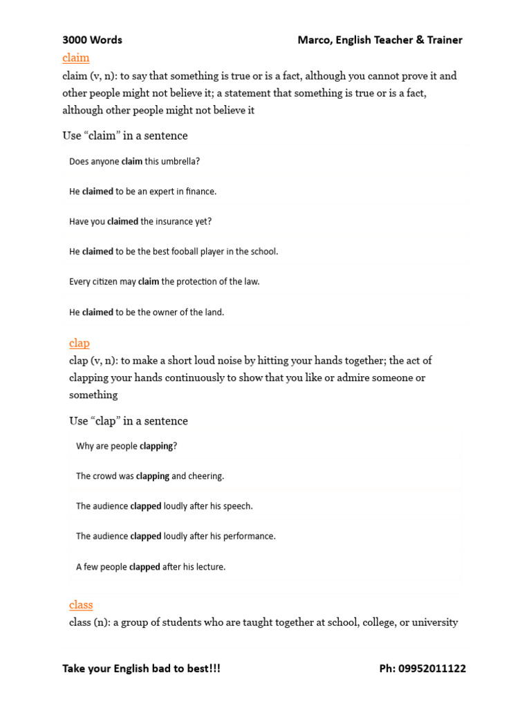 English Lesson 3000 Words 45 | PDF