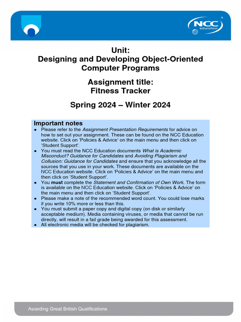 Fitness Tracker Assignment Overview | PDF | Computer Program | Programming
