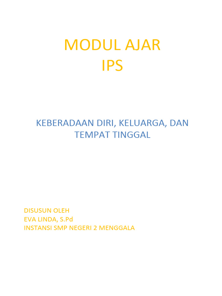 Modul Ajar Ilmu Pengetahuan Sosial Ips Keberadaan Diri Keluarga