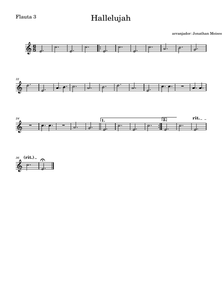 Flauta Arrangement of Hallelujah | PDF