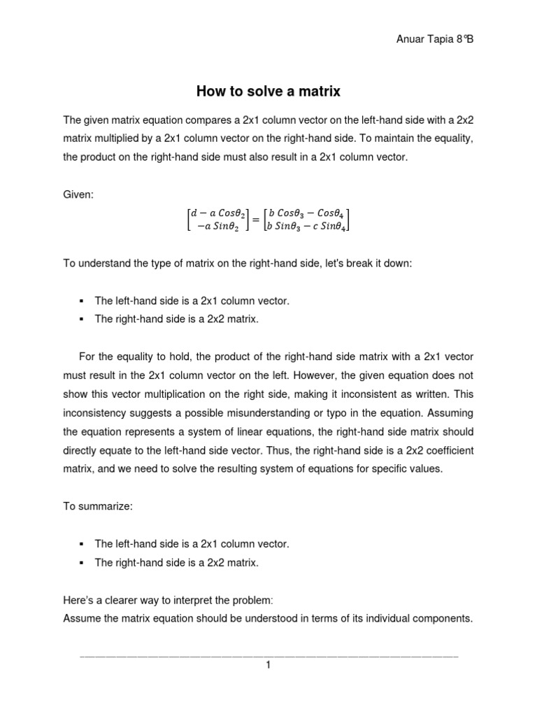 How to solve a matrix pdf matrix mathematics equations