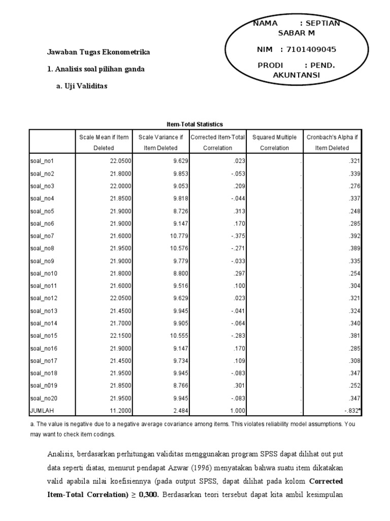 Jawaban Tugas Ekonometrika
