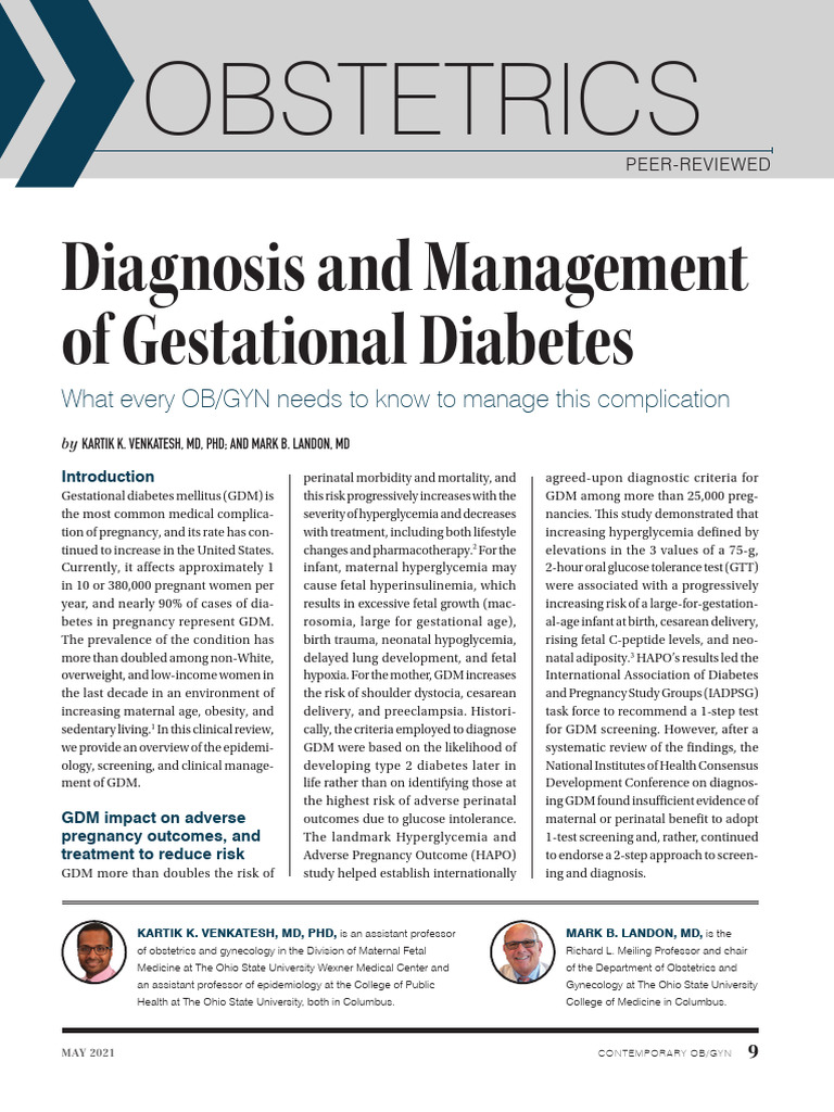 Managing Gestational Diabetes: Guidelines | PDF | Gestational Diabetes ...