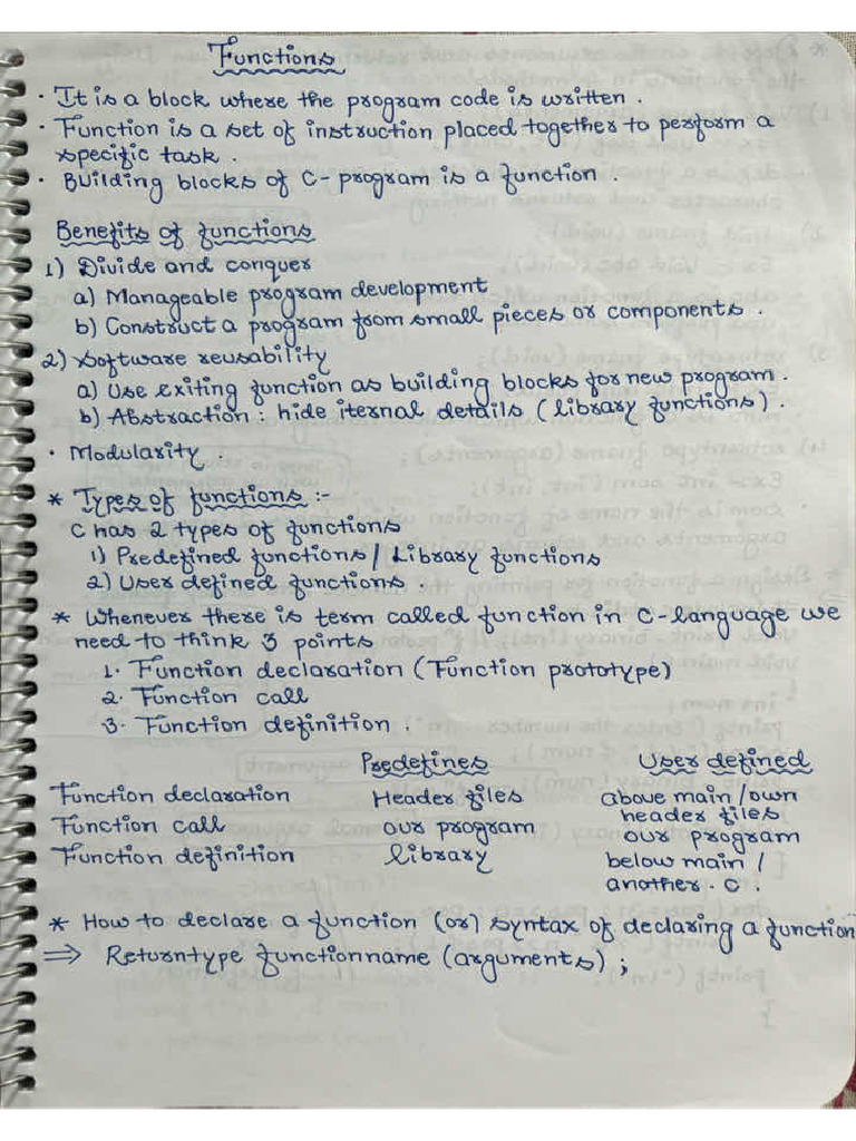 Functions in c pdf