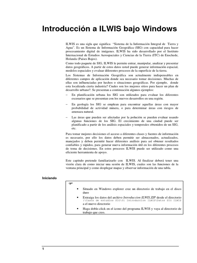 Introducción A ILWIS Bajo Windows | PDF | Sistema de información ...