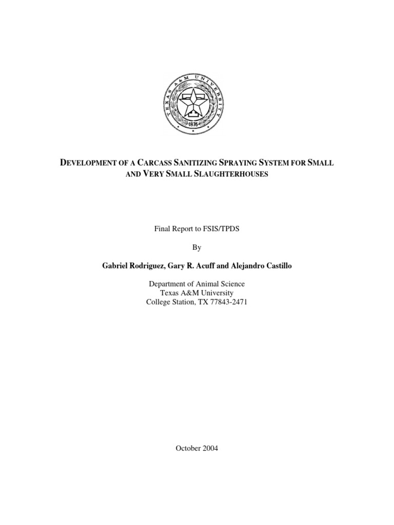 Development of Carcass Sanitazing | PDF | Meat | Antimicrobial