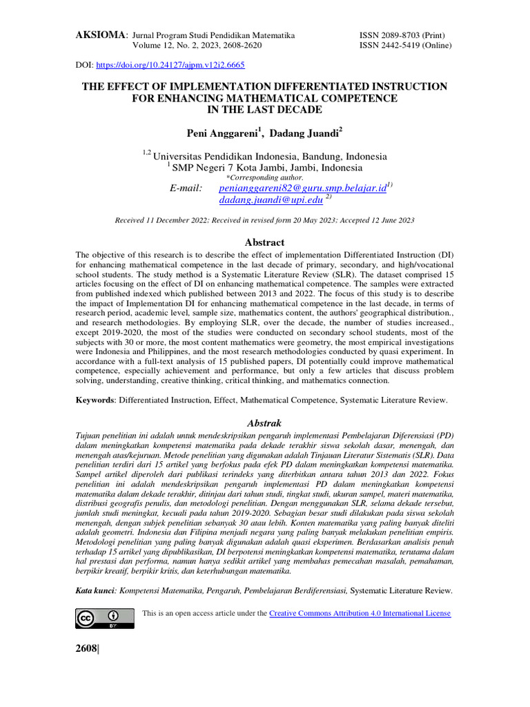 Differentiated Instruction's Impact on Math Competence | PDF ...