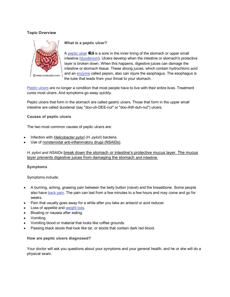 clinical case study peptic ulcer disease