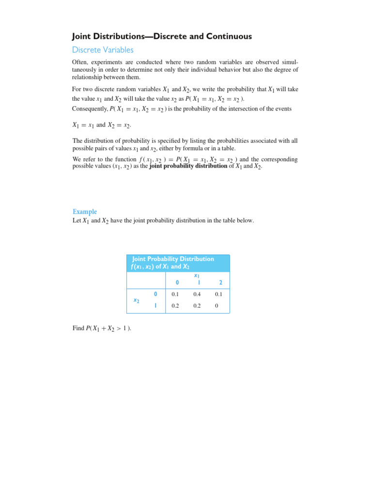 Joint Probability Distribution Note | PDF | Probability Density ...