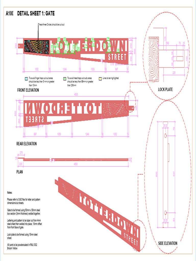 CAD Design for Steel Sliding Gate | PDF | Industrial Processes