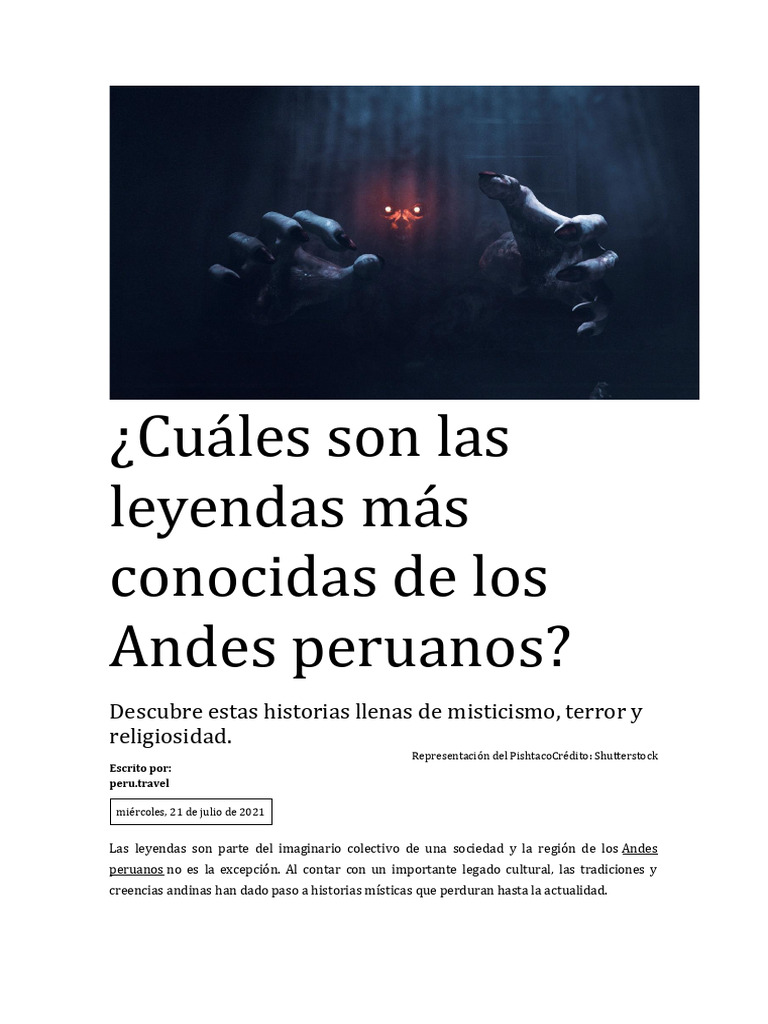 Leyendas Andinas Peruanas Conocidas | PDF | Libros para adolescentes