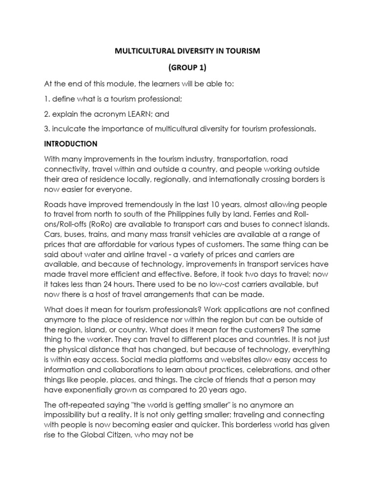Embracing Multiculturalism in Tourism | PDF | Tourism | Multiculturalism