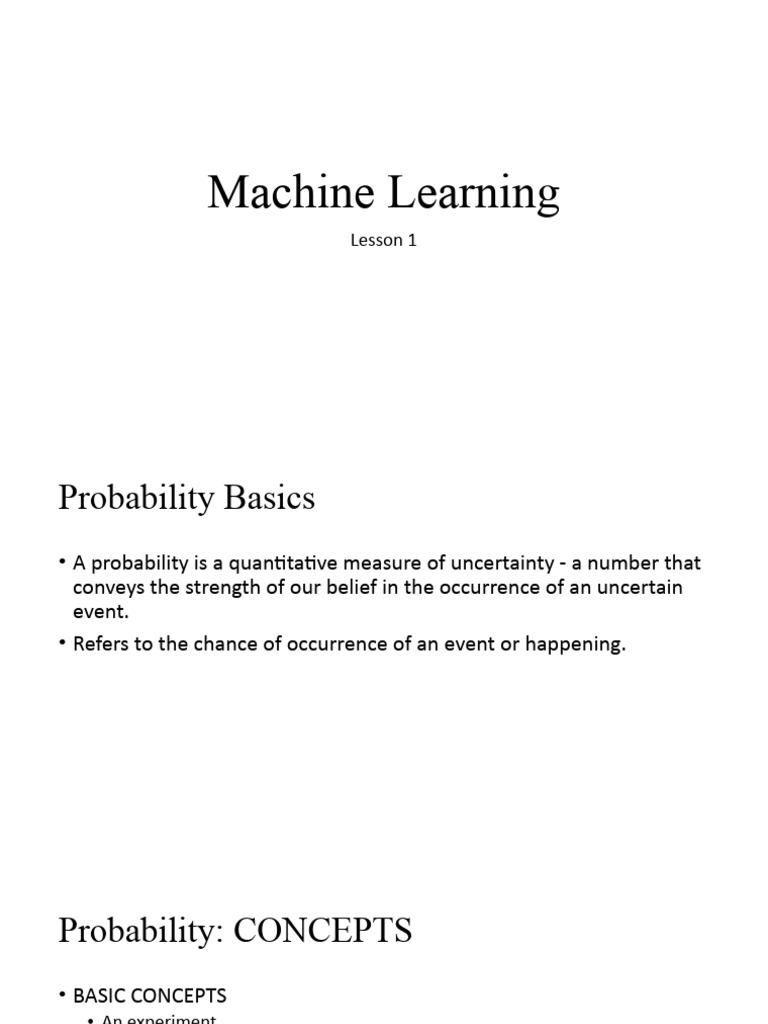 Probability Basics in Machine Learning | PDF | Probability ...