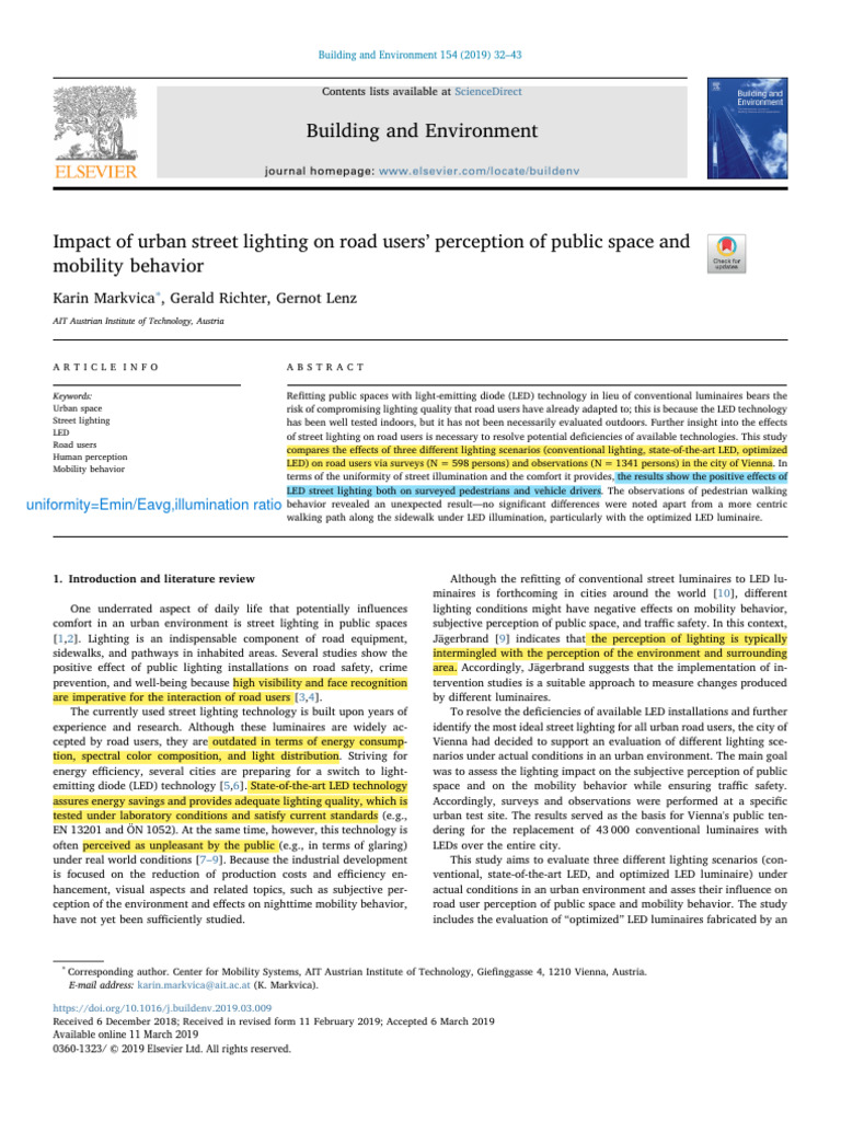 Impact of LED Street Lighting on Urban Mobility | PDF | Lighting ...