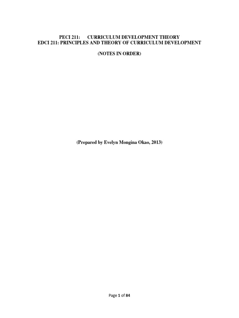 Edci 211 Notes (0) (1) - 1 | PDF | Curriculum | Educational Assessment