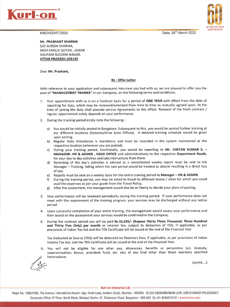 Offer Letter | PDF