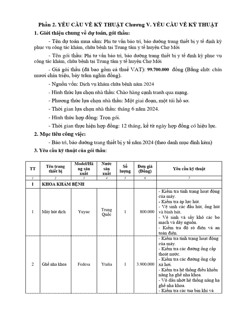 Phần 2 Yeu cau ky thuat | PDF