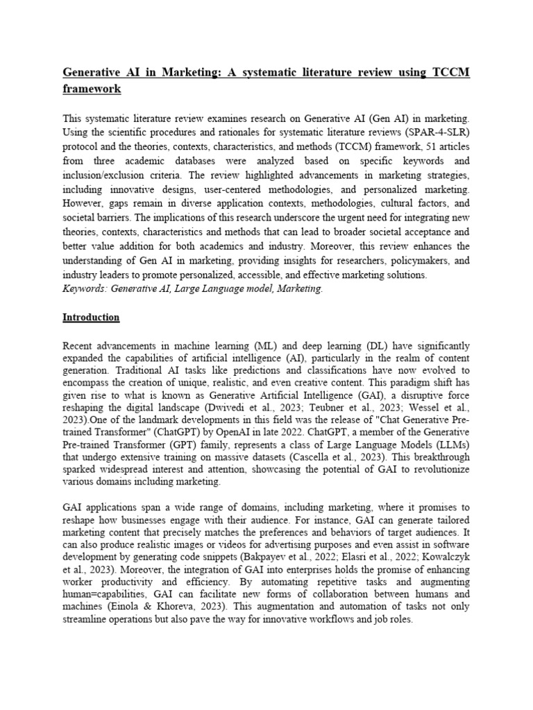 Generative AI's Impact on Marketing Research | PDF | Artificial ...