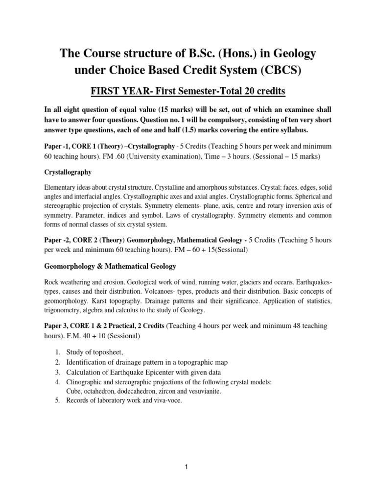 Geology Bsc Syllabus Vbu 38bd Pdf Minerals Rock Geology