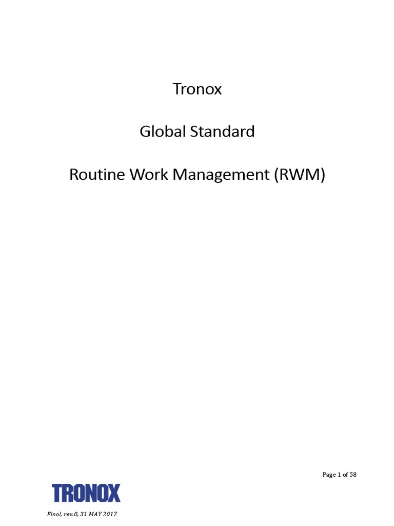 Routine Work Management Standard | PDF | Reliability Engineering ...