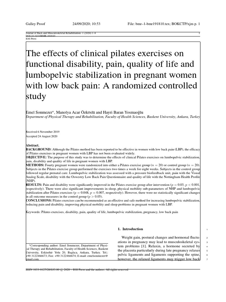Pilates Impact on Pregnant Women's LBP | PDF | Pilates | Pregnancy