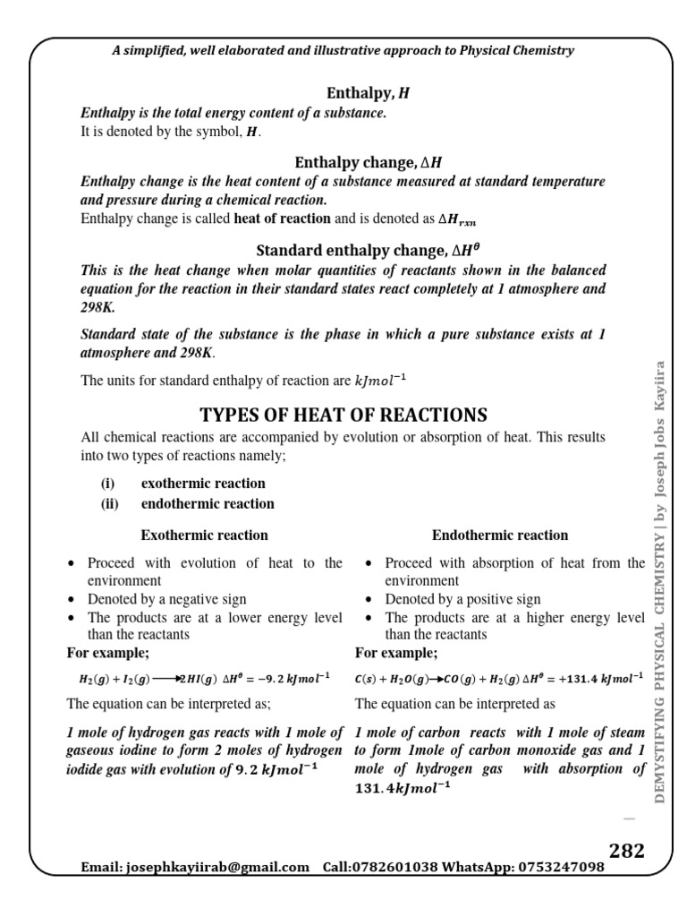 Understanding Enthalpy in Physical Chemistry | PDF | Chemical Reactions ...