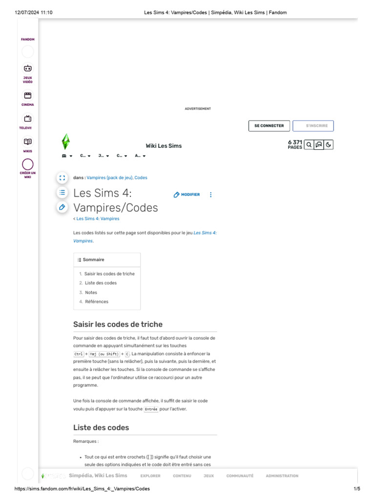 Codes de triche pour vampires Sims 4 | PDF