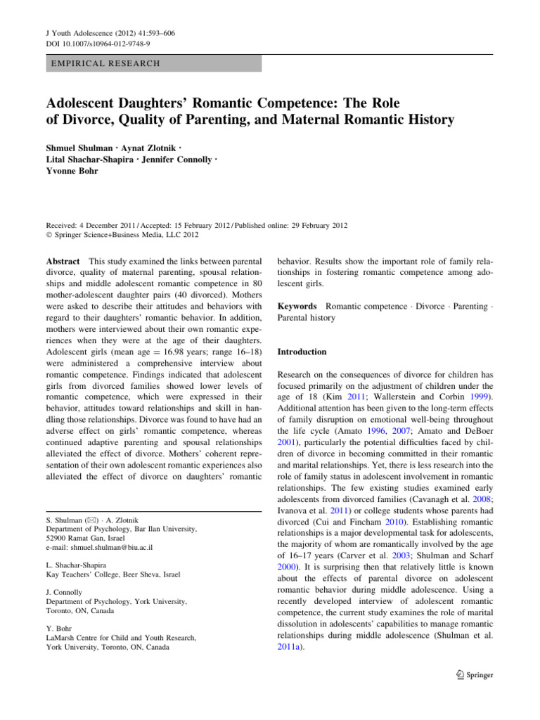 Adolescent Girls' Romantic Competence Factors | PDF | Adolescence ...