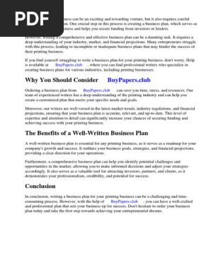 Printing Business Plan Examples