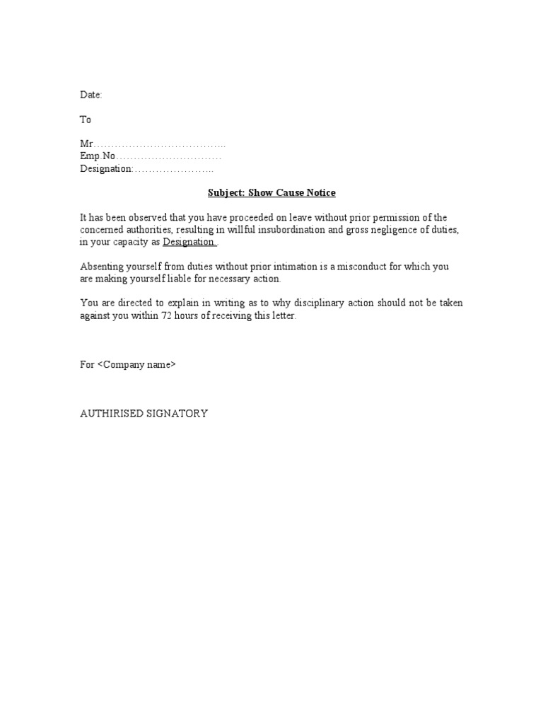 Show Cause Notice PDF Common Law Justice