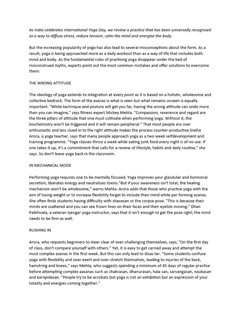 mistakes in performing yogs Download Free PDF Asana Yoga