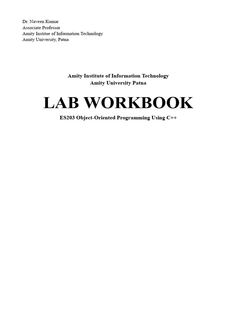 ES203 Practical Workbook OOP C++ | PDF | Method (Computer Programming ...