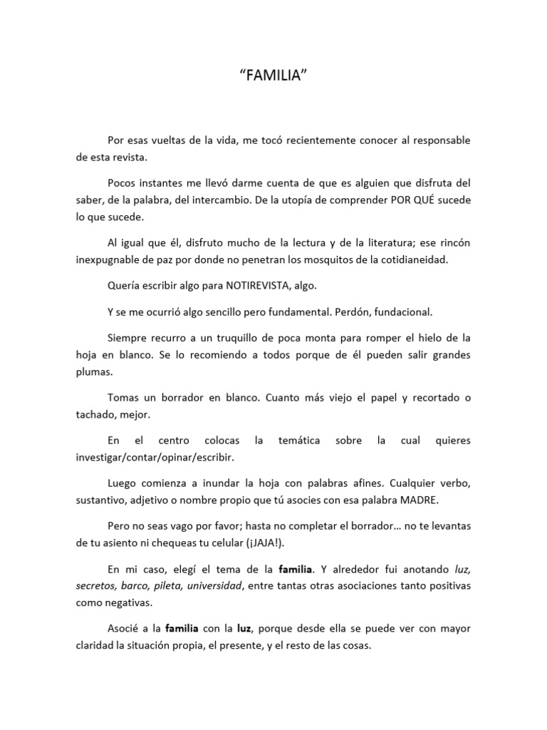 Reflexiones sobre la Familia | PDF | Artes del Lenguaje y Comunicación ...