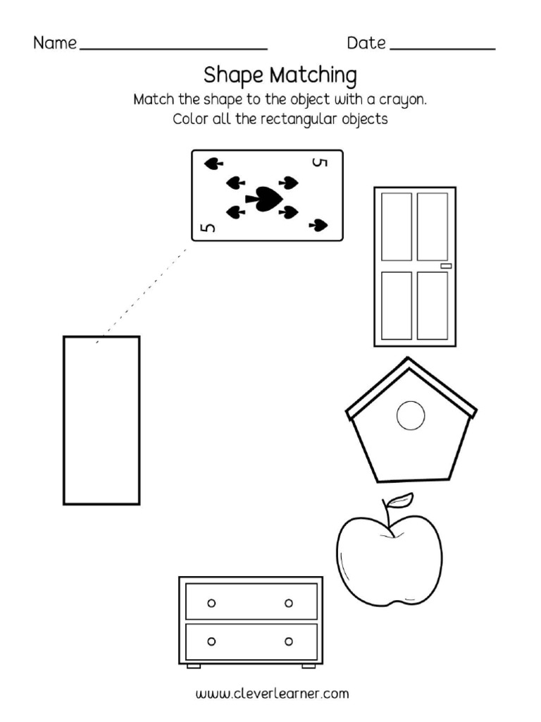 Free Shape Matching Worksheet For Preschool Rectangle 3 | PDF