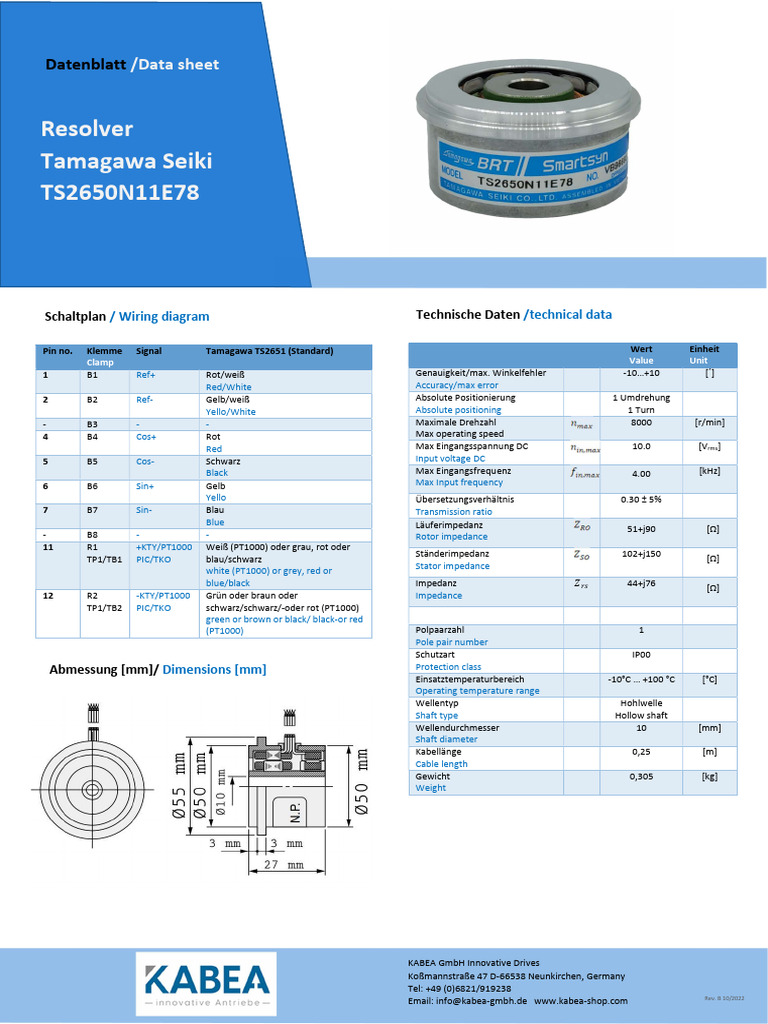 Datasheet - TS2650N11E78 Resolver - 010172 RevB | PDF
