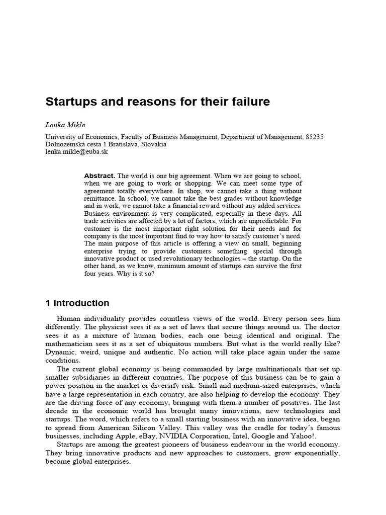 Reasons Startups Fail: Key Insights | PDF | Startup Company | Small ...
