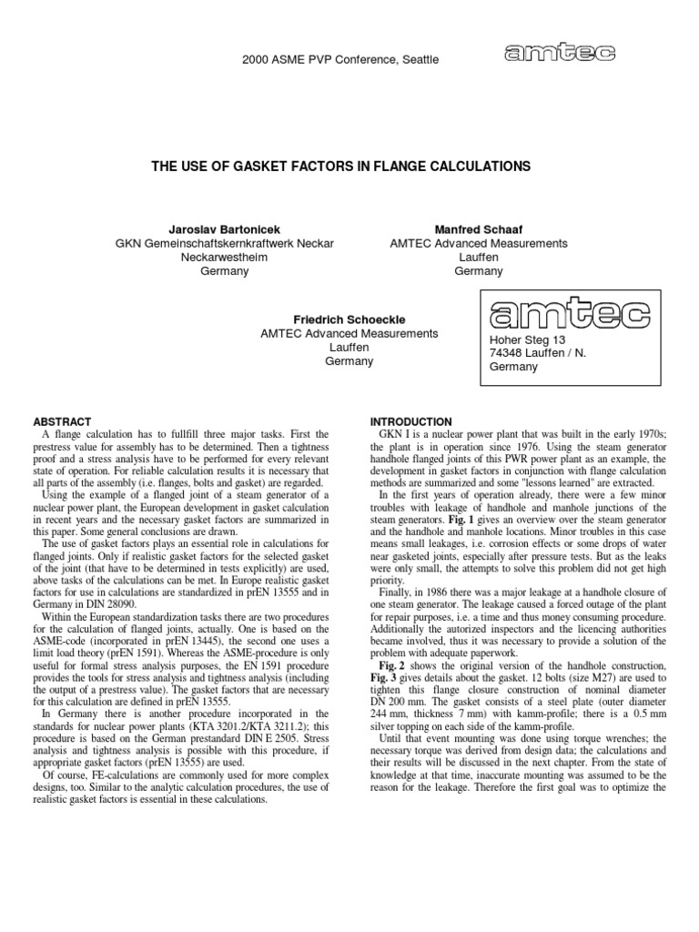 Gasket Factors PDF Leak StressStrain Analysis