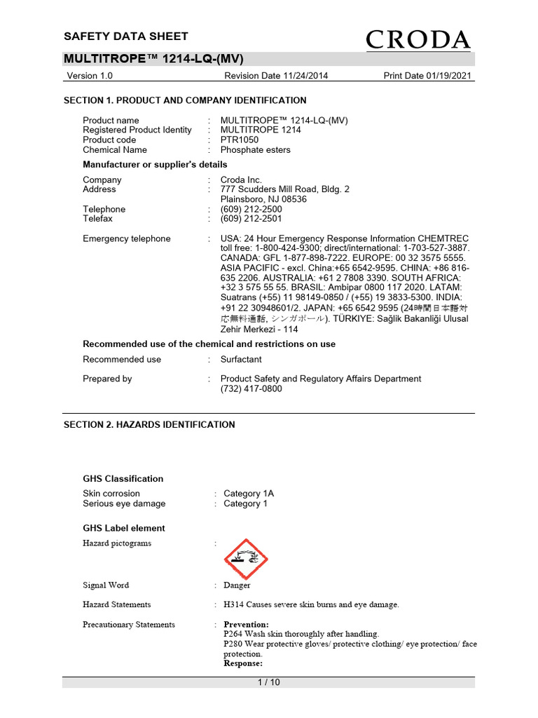 Ptr1050 Multitrope 1214-Lq - (MV) Usensds | PDF | Toxicity | Water
