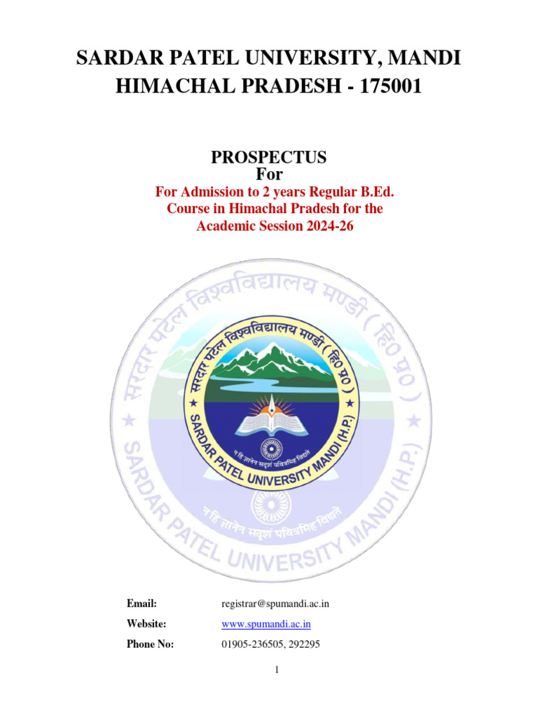 PROSPECTUS SPU MANDI (B.Ed.) 2024 25 | PDF | Academic Degree | Teachers