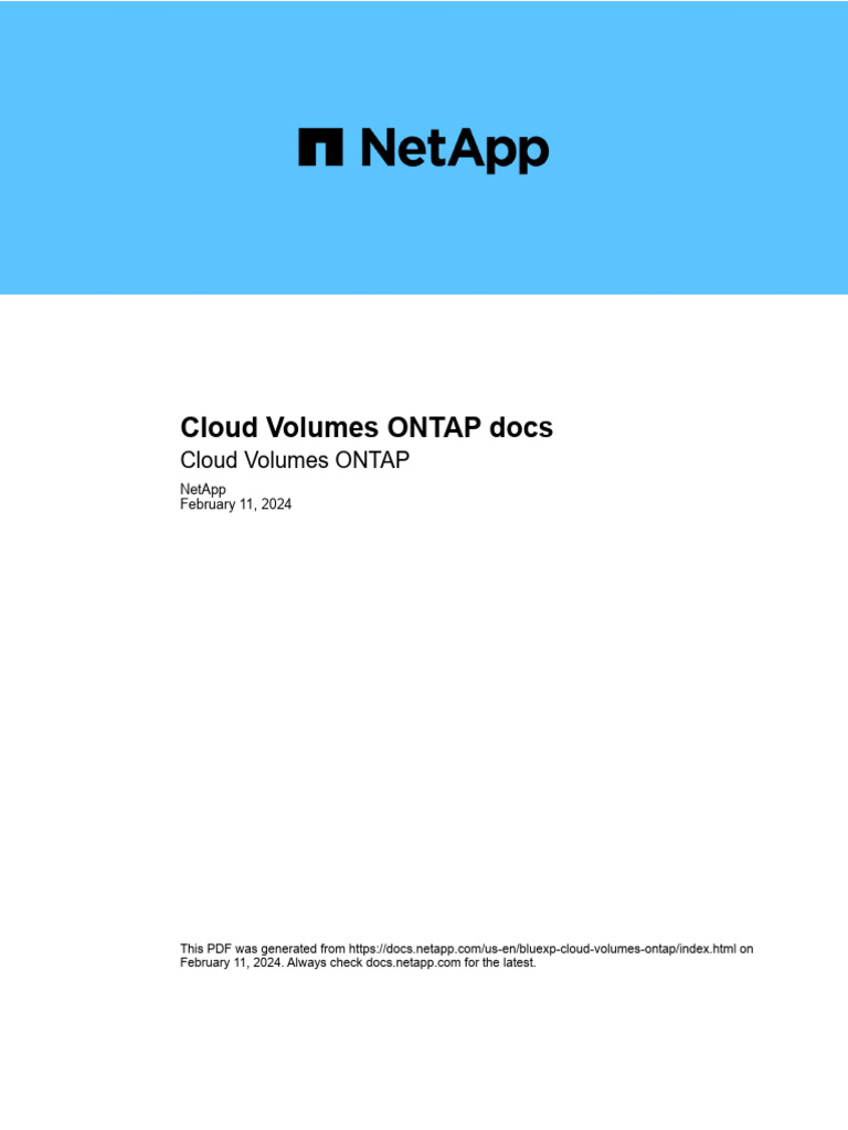 Cloud Volumes ONTAP Docs | PDF | Trademark | Civil Law (Common Law)