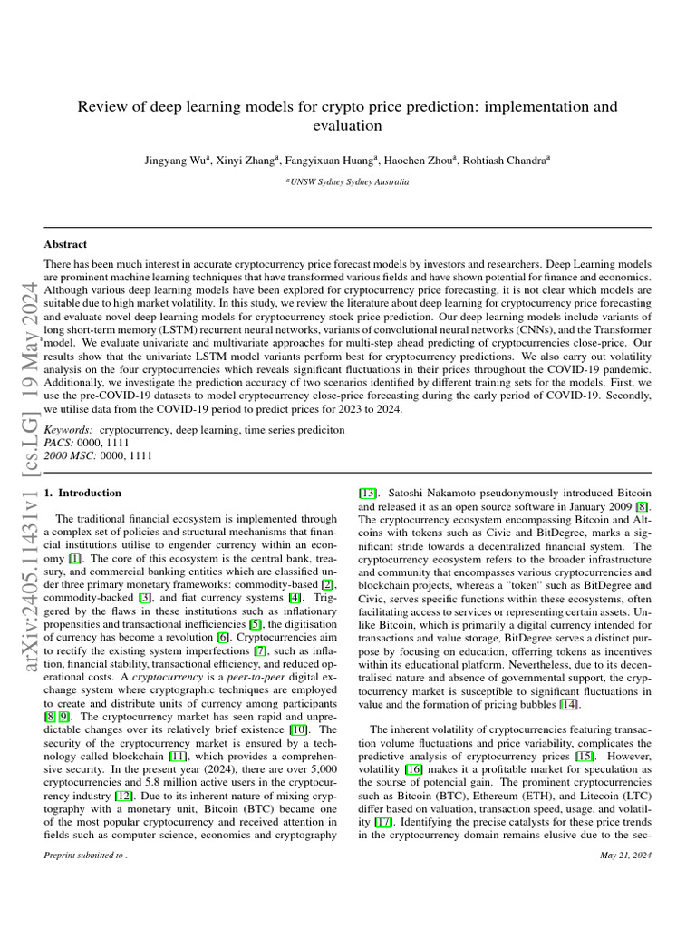 LSTM Models for Crypto Price Forecasting | PDF | Deep Learning ...