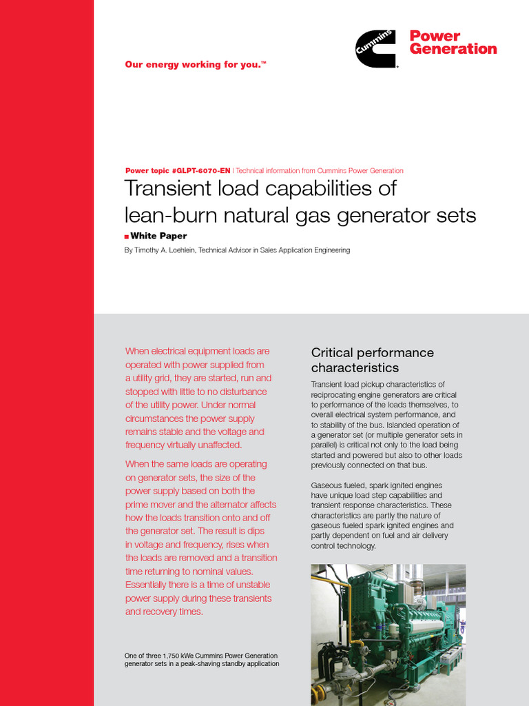 Transient Load Capabilities of Gas Generators | PDF | Electric ...