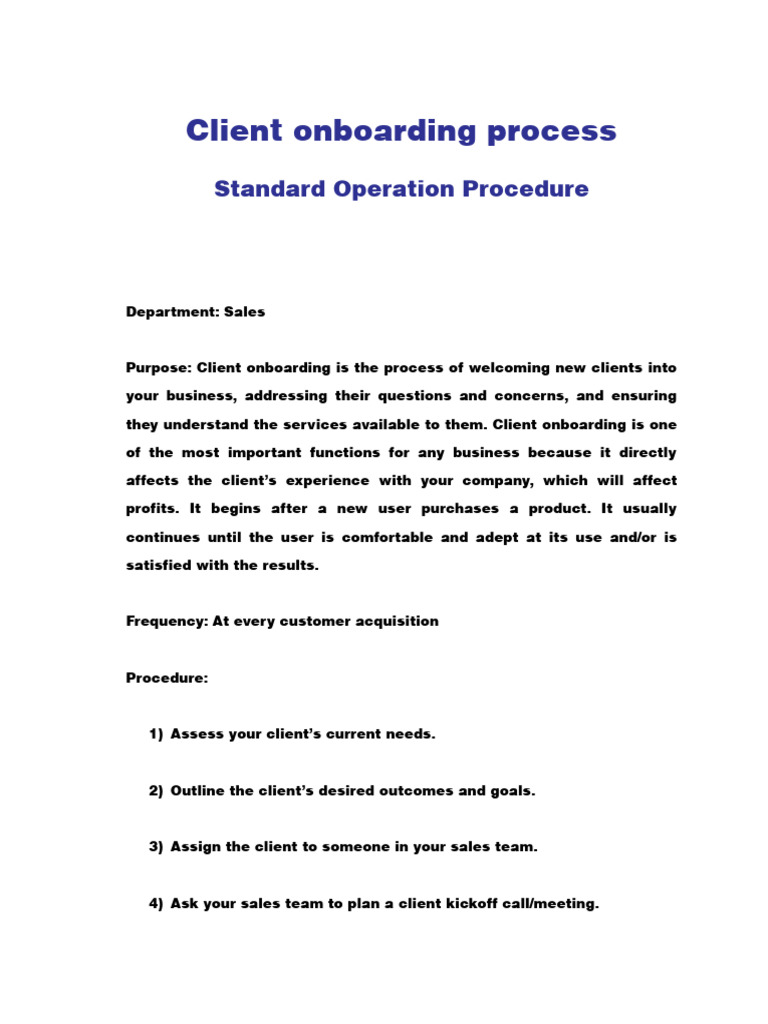 How To Steps For Client Onboarding Process D12601 Pdf Sales Cognition