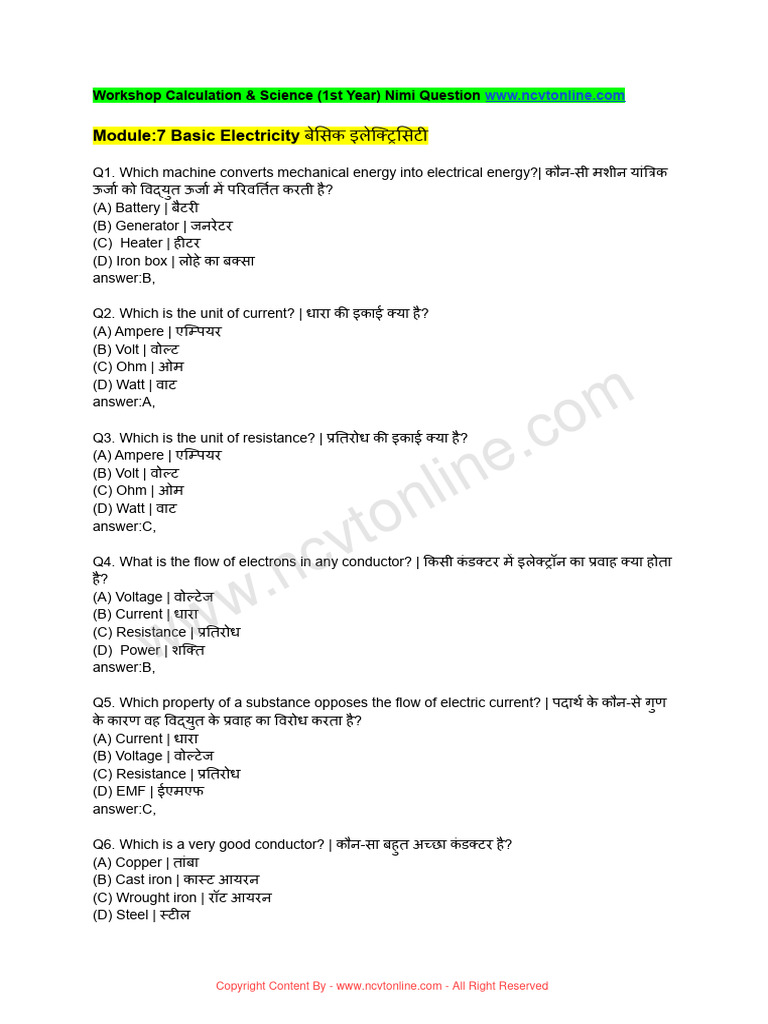 Module 7 Basic Electricity Pdf