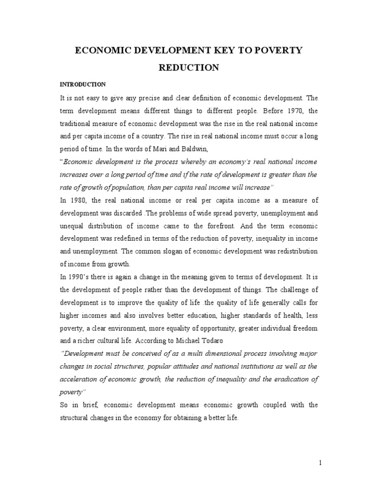 Economic Development and Poverty Reduction | PDF | Economic Development ...