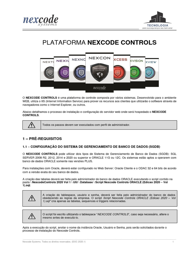Instalação da Plataforma Nexcode Controls | PDF | Serviços de ...
